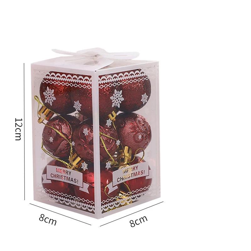 12Pcs Christmas Decorative Balls Gold Red Green Xmas Tree Pendent Home Christmas Party Decoration Bubbles Hanging Ornaments Toy