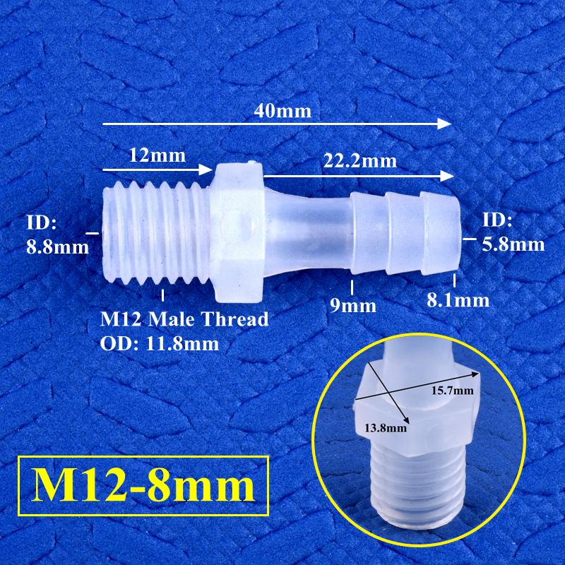 10pcs M5~M16 Male Thread To 2.4~16mm PP Pagoda Direct Connector Garden Irrigation Water Pipe Hose Joints Aquarium Fish Tank Adapter Barb Joints