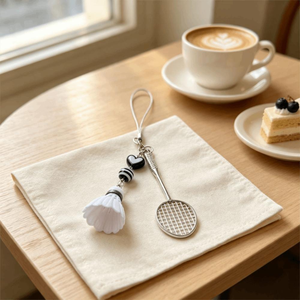 Creative Design Badminton Racket Keychain Badminton Pendant Keyring Bag Ornament