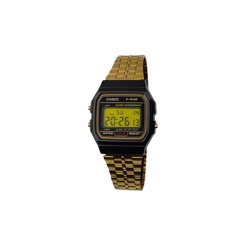 CASIO Customized watch modified series yellow mirror black resin case life waterproof F-91WG-9 modified-Steel Hive Quar F-91WG-9