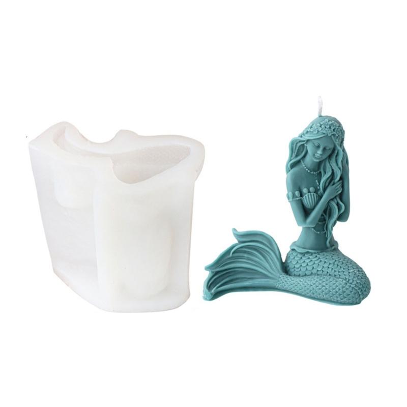 Silicone Mold Large Oceanid Mermaid Candle Resin Mould DIY Shell Conch Soap Resin Plaster Making tool
