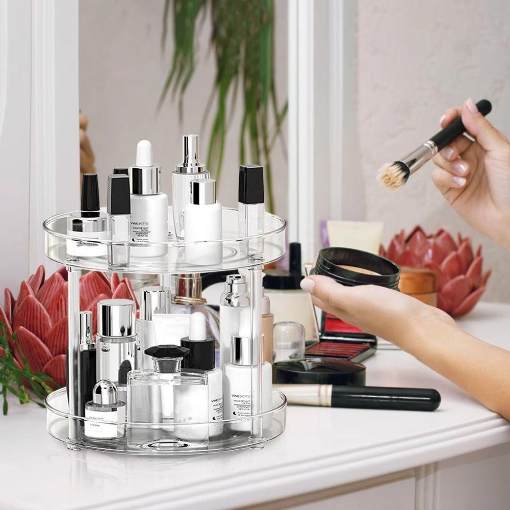 1/2/3-layer Spice  Seasoning Shelf Turntable Organizer Makeup Storage Trays  for Desktop