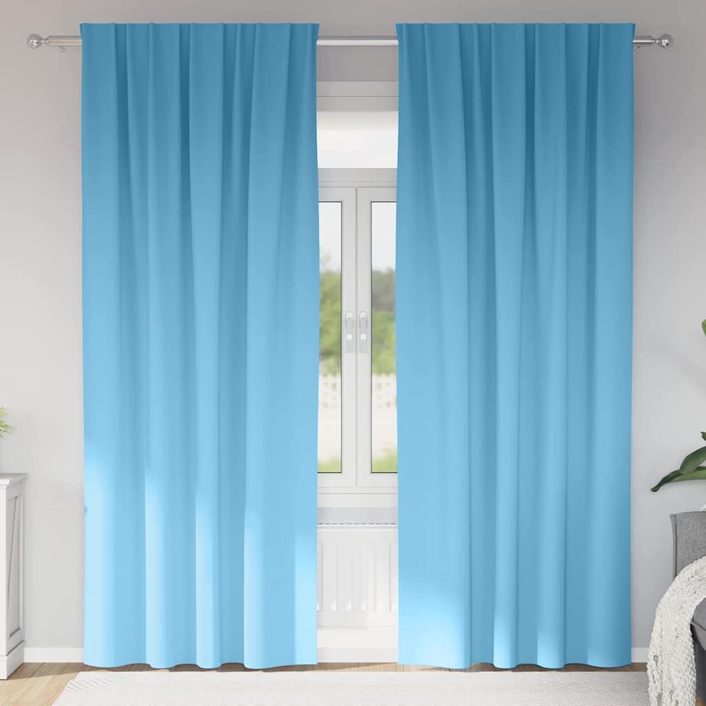 vidaXL Verdunkelungs-Vorhänge mit Ringen 2 stk. Himmelblau Polyester