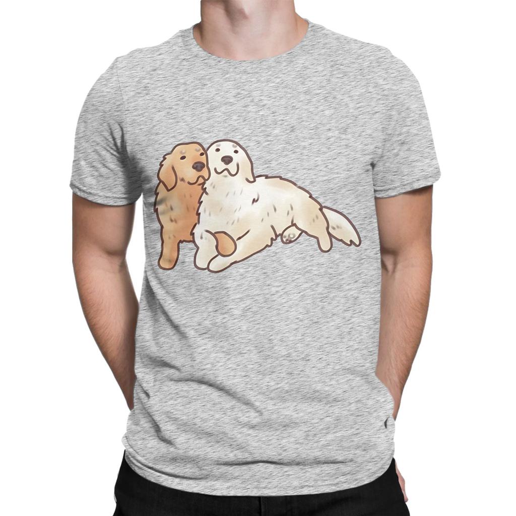 Two Golden Retriever Art Funny 100 Cotton TShirt Gloden Retirever Tops Tees For Unisex