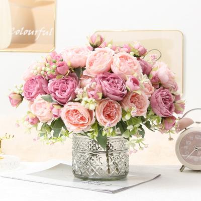 Künstliche Pfingstrosen Bouquet 5 Köpfe Gefälschte Blume Bouquet Realistische Faux Seide Blumen