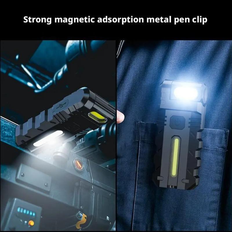 Magnetic LED Flashlight 180 Degree Rotating Head Mini Flashlight Waterproof Compact Magnet Work Light For Outdoor Emergency New