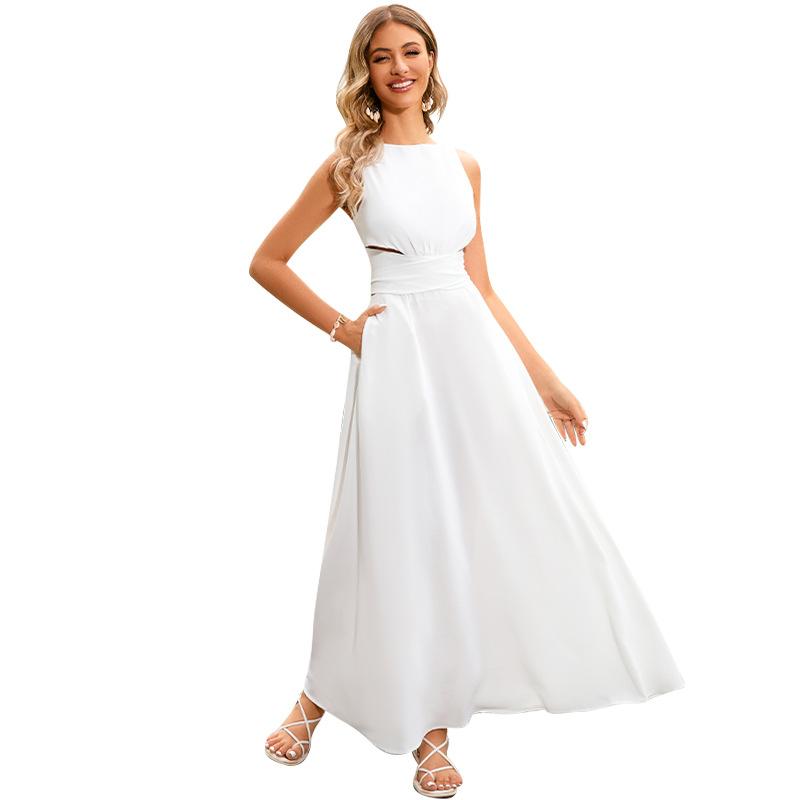 Europäisches und amerikanisches grenzüberschreitendes Amazon Wunsch eBay Sommer neues Kleid Französisches High-End-Häkel-Träger-Neckholder-Kleid