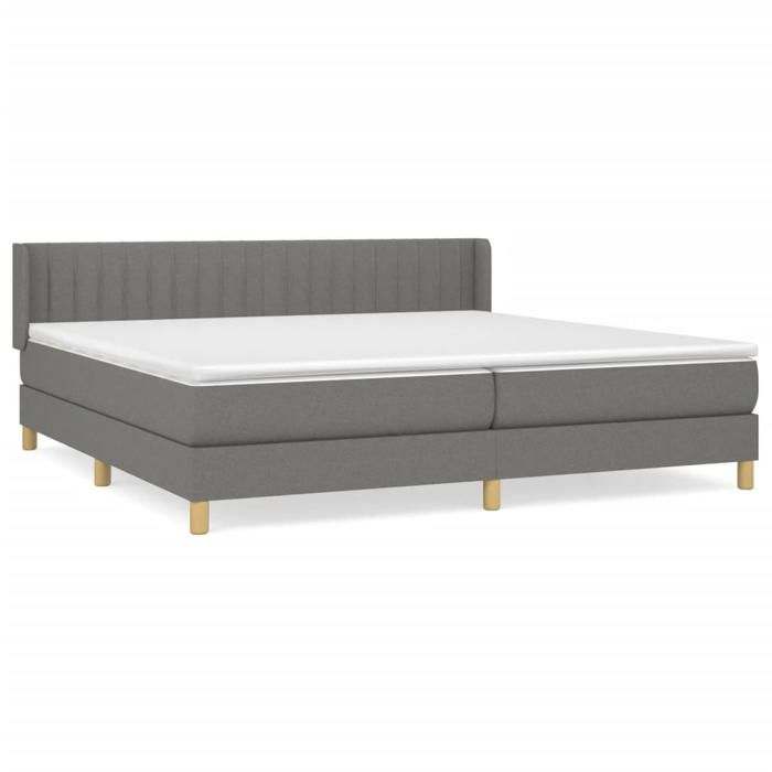3130458 vidaXL Divan Bed with Mattress Dark Grey 200x200cm Fabric