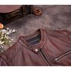 Chinese Size Vitnage Red Brown Men Leather Jacket Cowhide Leather Motorcycle Style Genuine Cow Jackets for Men Autumn