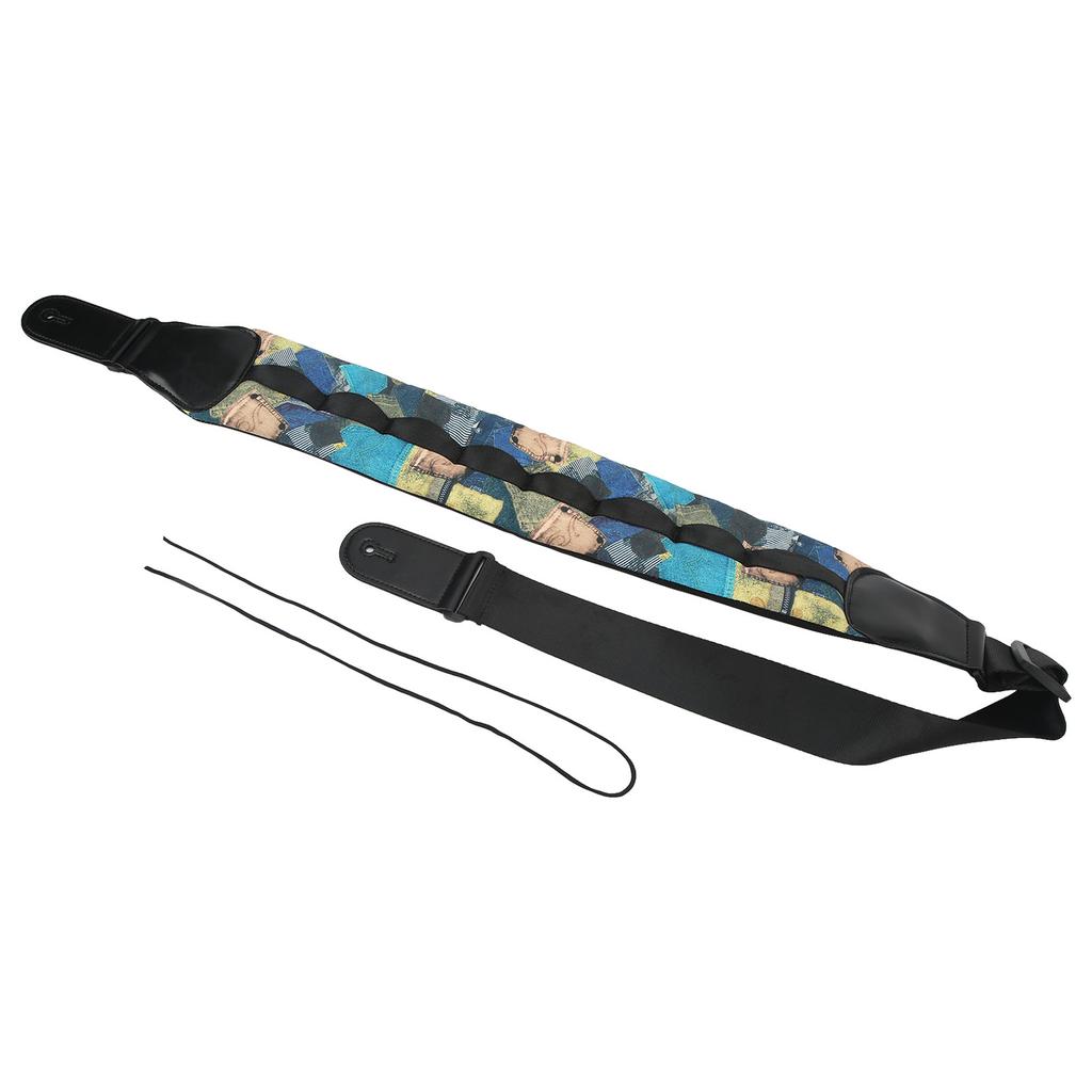 Adjustable Guitar Strap Polyester Fashionable Trendy Printing Decompression Bass Strap for Guitarist
