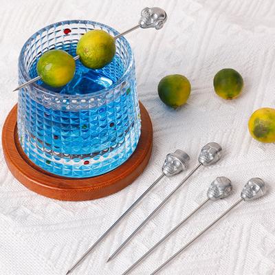 Kafatası Kokteyl Kürdanları Yeniden Kullanılabilir Zeytin Şişleri Martini Garnitür Çubukları Paslanmaz Çelik İçecekler Mezeler Bar için Kürdanlar