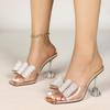 Strange Style Clear Heels For Women Slippers Fashion Crystal Bowknot Designer Shoes Transparent Sandals