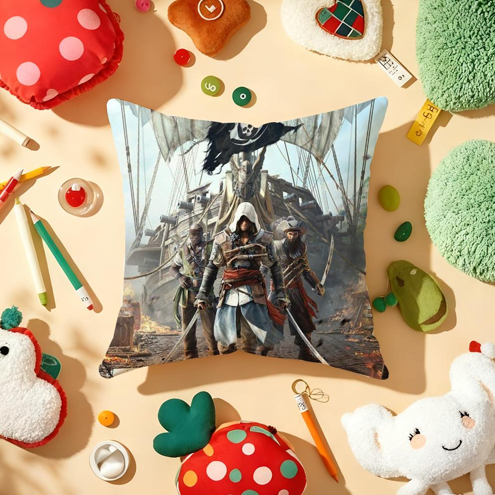 A-Assassins C-Creed Game Cushion Cover Plush Fabric Soft Double-Sided Printed Sofa Warm Winter Home Gift Pillow Cover