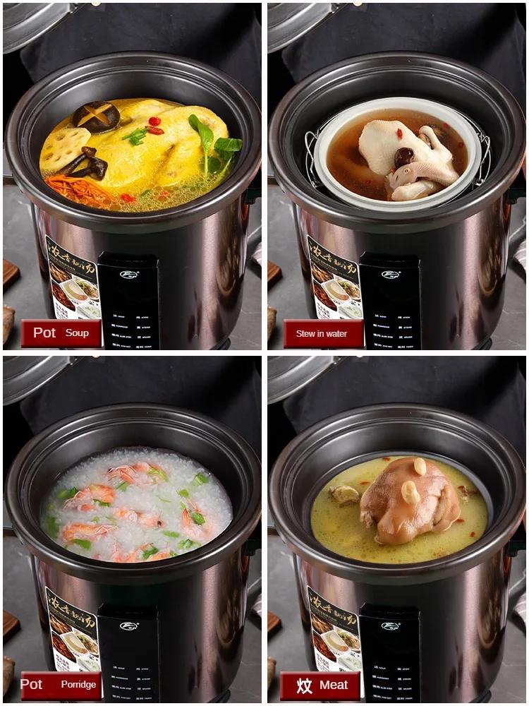 220V Keramik-Schongarer mit großer Kapazität, automatische Wasserabtrennung, elektrischer Schmortopf für Zuhause und Ladenkochen 6/8/10L