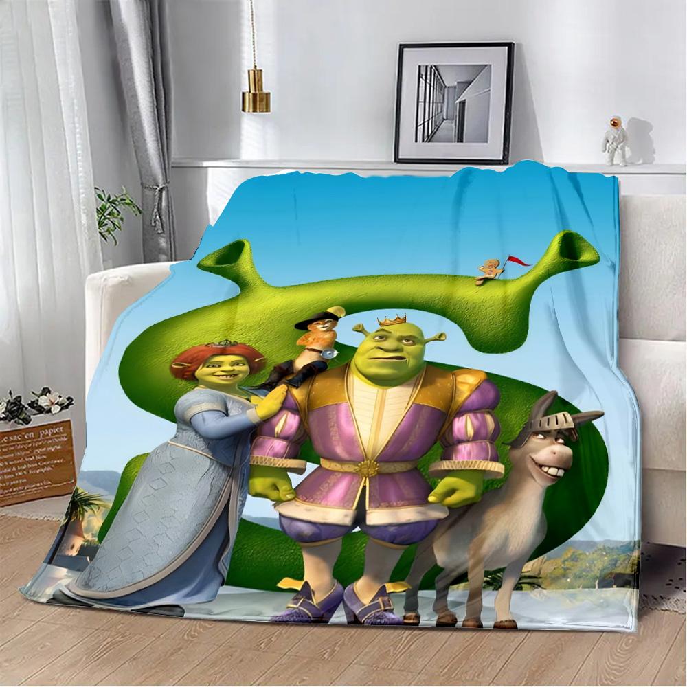 Funny Cartoon Shrek Printed Blanket Picnic Blankets Warm Blanket Soft and Comfortable Blanket Home Travel Birthday Gift
