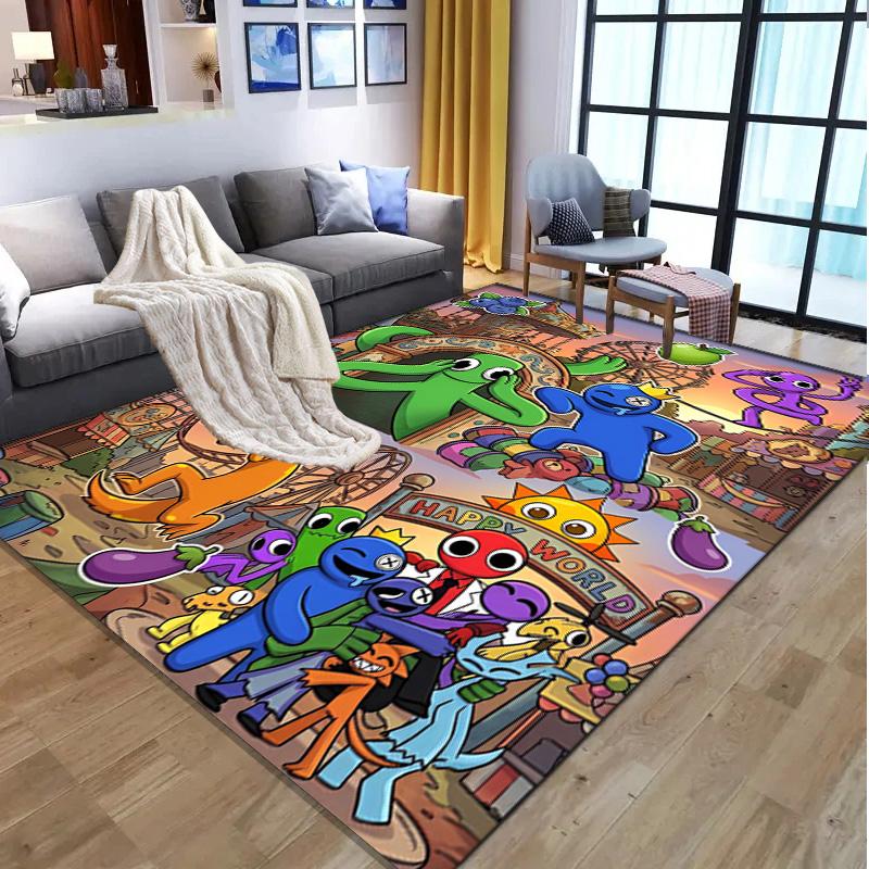 Game Rainbow Friends Pattern Rug, Indoor/Outdoor Mat, for Picnic, Gameroom, Bedroom, Office, Living Room, Home Decor Carpet, Birthday Gift