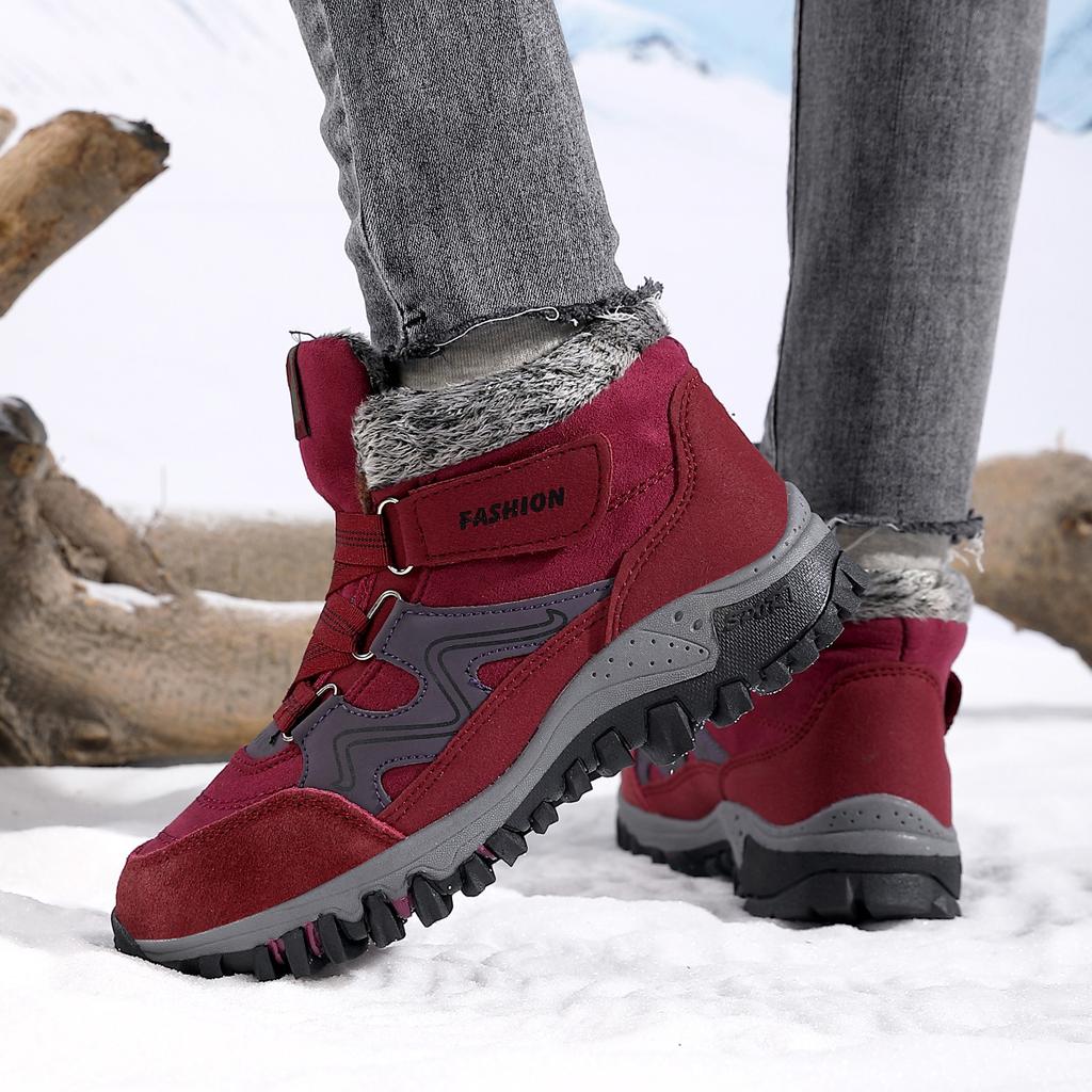 Height-increasing couple snow boots winter velvet warm men's and women's outdoor cotton shoes medium top sports cotton shoes women's shoes