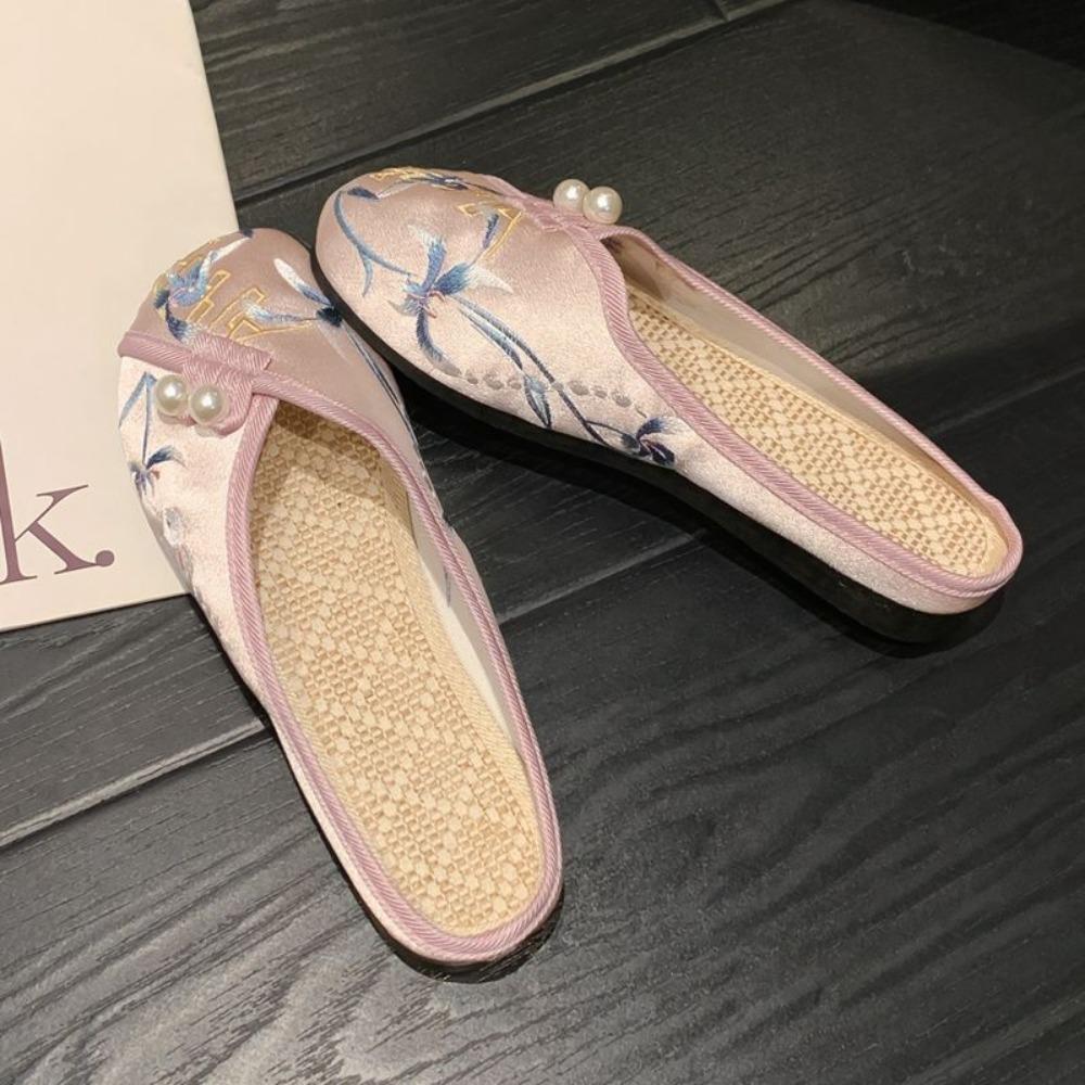 Slippers Woman Ethnic Style Baotou Slippers for Women with Soft Soles Vintage Women's Sandals Women's Home Slippers Outside