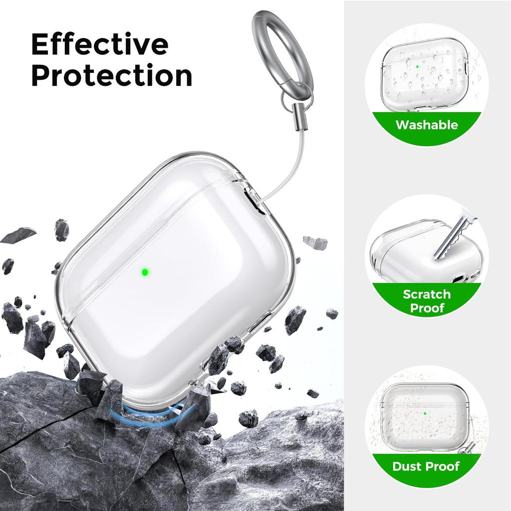 2025 for Airpods Pro 3 Case Clear Glitter Sparkle Bling Case for Airpods Pro 3 Case Cover with Cleaning Kit for Airpods Pro 3