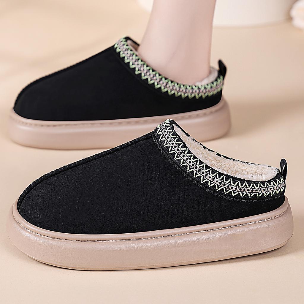 Fashion Size 44-45 Women's Slipper Fashion Fuzzy Fur Anti-slip Soft Sole Outdoor Indoor Warm Comfort Men Leisure Plush Houseshoes Couple