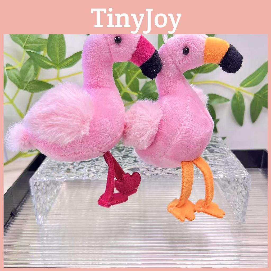 Lively Plush Flamingo Toy Hanging Keychain In Red Yellow And Orange Shades