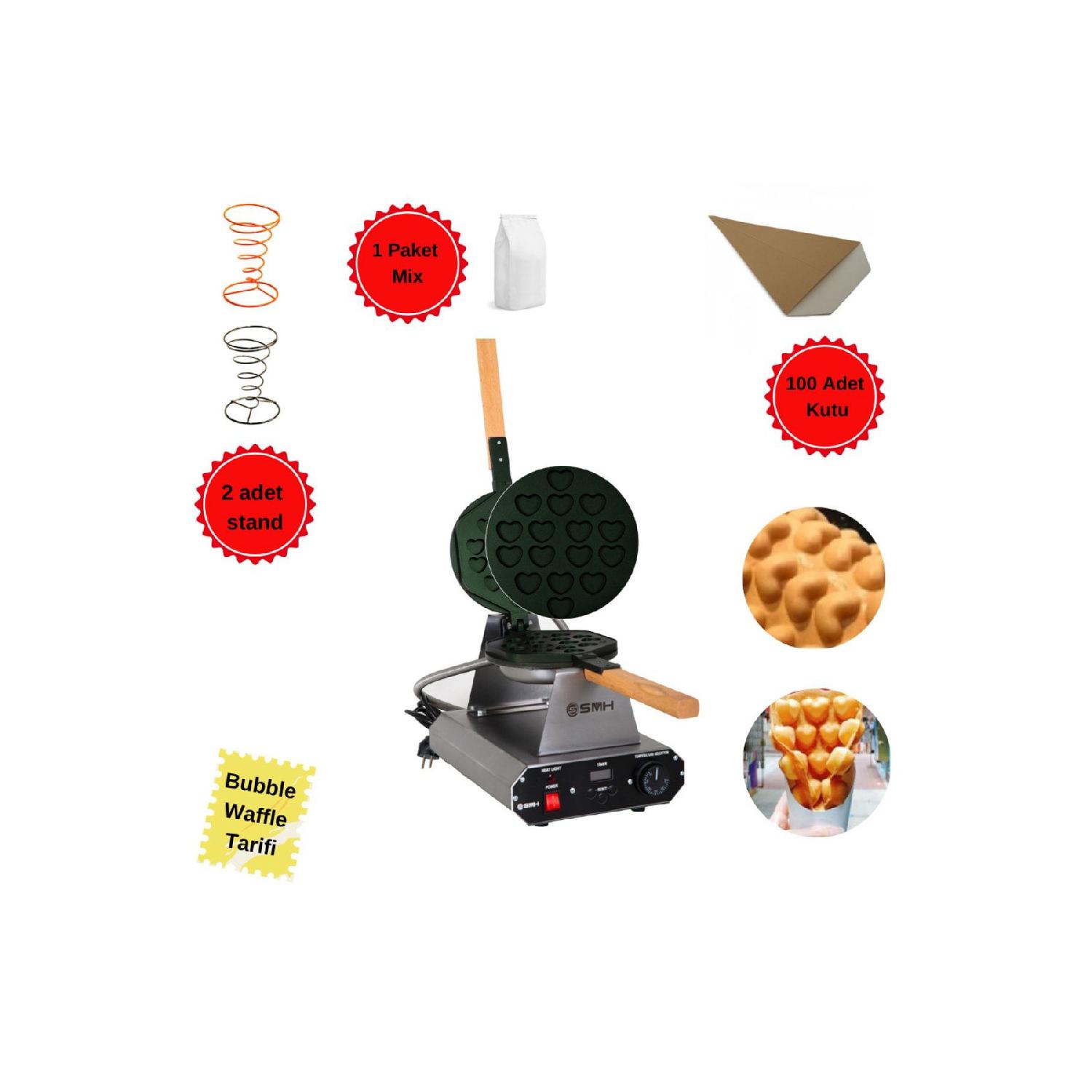 

Bubble Waffle Machine Set With Heart срібний
