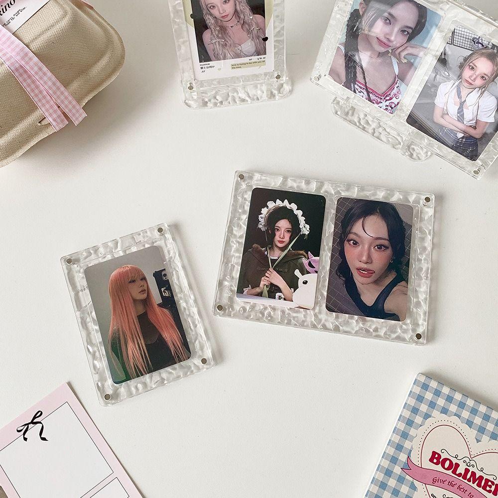 Clear Acrylic Photo Card Holder Water Ripple Picture Frame Photo Display Stand  Desktop Display