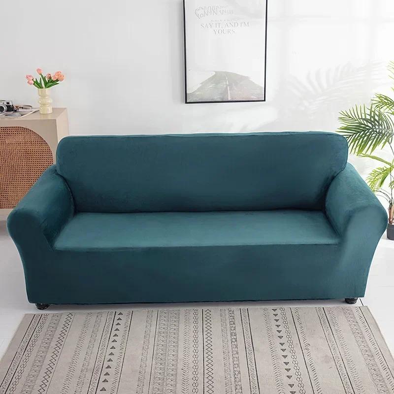 Zilvervos Fluweel All-inclusive Elastische Bankhoes Chaise Armleuning Bank Beschermend Zacht Anti-kattenkrab Huisdier Bank Kussenhoes 90-140cm