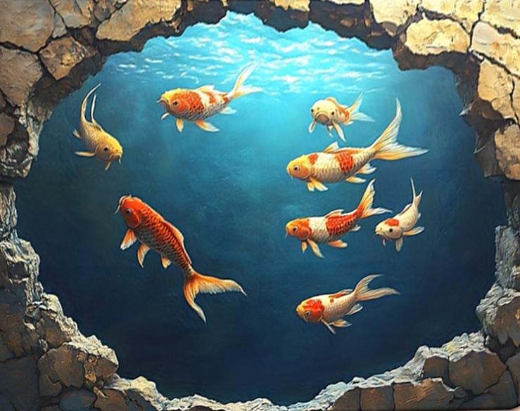 Vibrant Koi Fish Rocks Non-Slip Door Mat Floor Mat Indoor Outdoor Mat for Bathroom Living Room Camping Yoga Artistic Fish Deco
