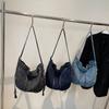 Denim Messenger Bag med Stor Kapacitet Dam Vintage Axelväska Crossbody-väska