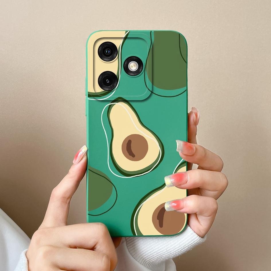 Liquid Silicone For Infinix Note 40 Smart 8 Plus Tecno Spark 20 Pro Itel A50 P55 Phone Cover Cases Screen Protector Lovely Avocado Popular Back Covers