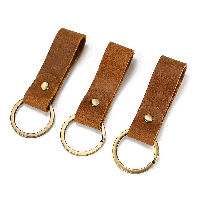 Leather Keychain Original And Personalized Retro Mad Horse Leather Key Ring Key, First Layer Key Pendant, A Large Number Of