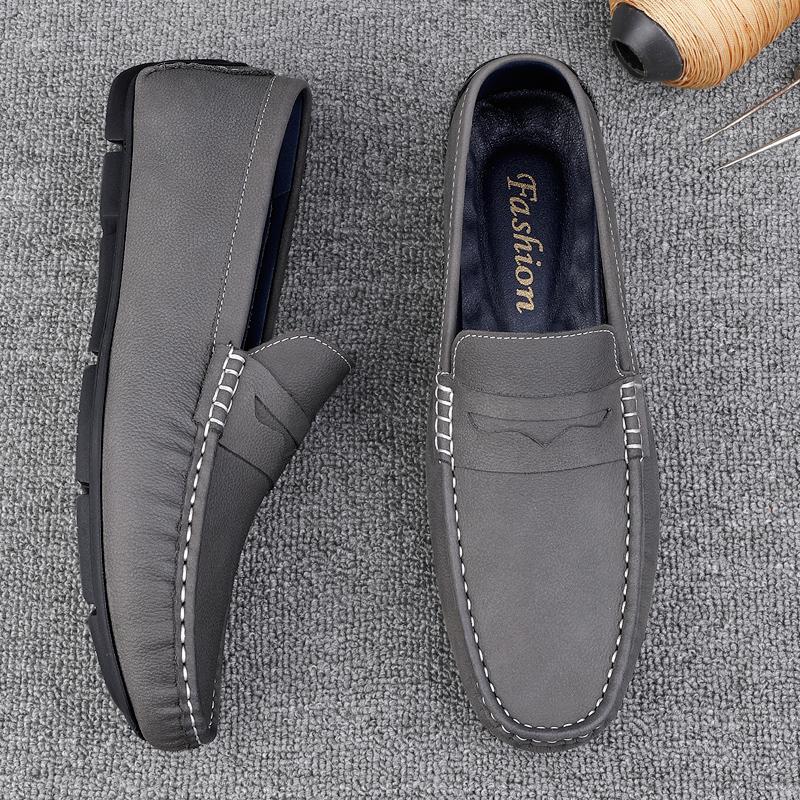 Genuine Leather Mens Shoes Luxury Trendy Casual Slip on Formal Loafers Top Quality Men Moccasins Solid Color Male Driving Shoes
