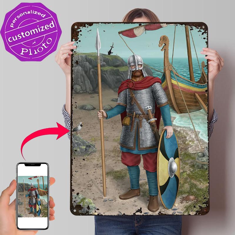 Danish Viking Warrior D Printed Texture Poster Personalized Wall Art Retro Metal Tin Signs for Gaming Room Decoration Man House