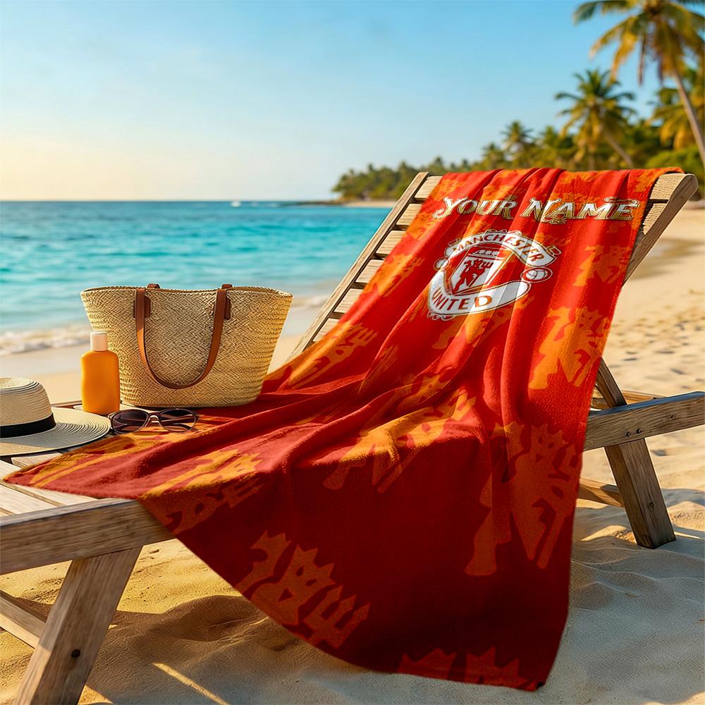 Manchester Customize Text Beach Towel Quick-Dry Soft Microfiber