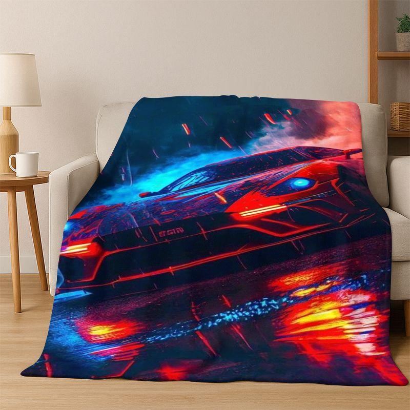 Future Concept Sports Car Moto Racing Flannel Blanket Soft Warm Throw Blanket for Bedroom Living Room Bed Travel Camping Picnic