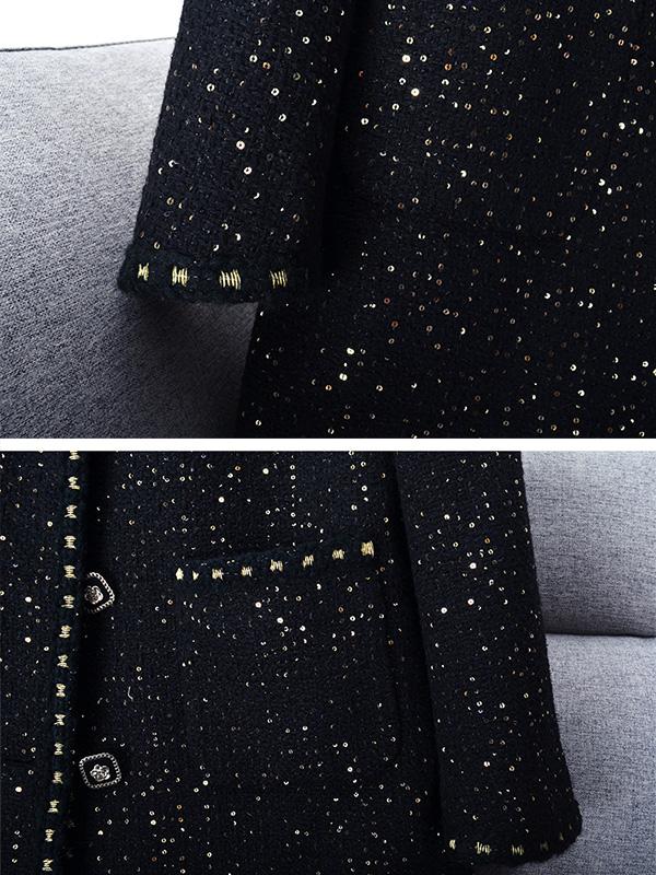 Plus Size Mid-Length Women's Coat Loose-Fit Round Neck Wool Coat