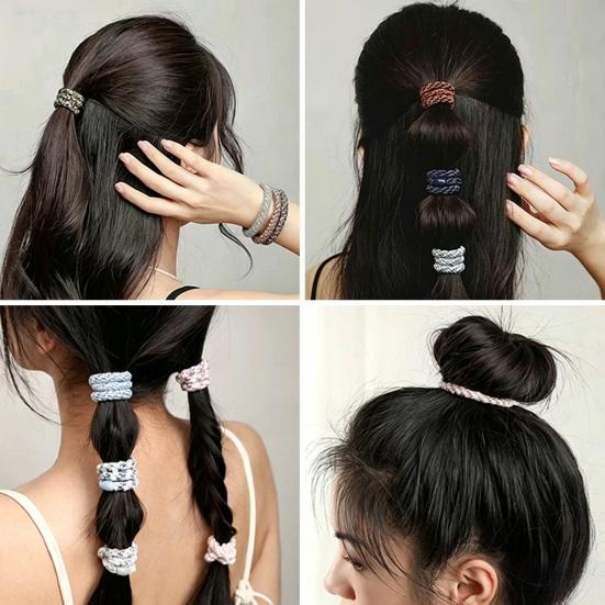 Long-lasting Hair Elastic 8Pcs High Elasticity Ropes, Braided Textured Surface Bands, Rope Super Grip No Slip Ties, Tangle Accessories Non-slip