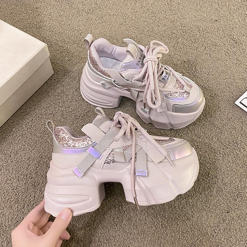 [Fanfna] Platform Dad Shoes Women's Super Fire 2025 Autumn New Popular Shoes Small Height-increasing Sports Shoes