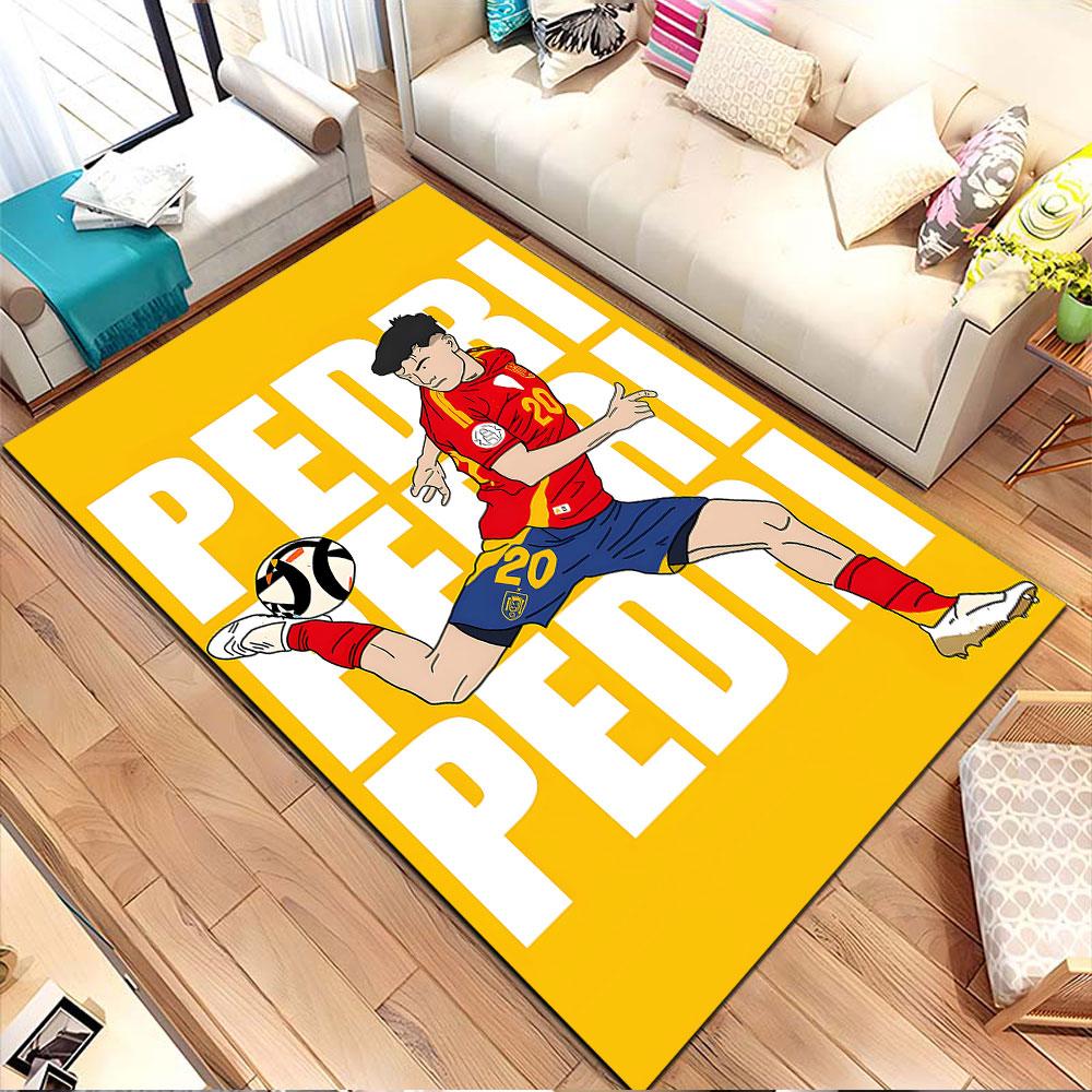 Soccer Star Kick Action Patterned carpet, non slip mat suitable for living room and bedroom sofas