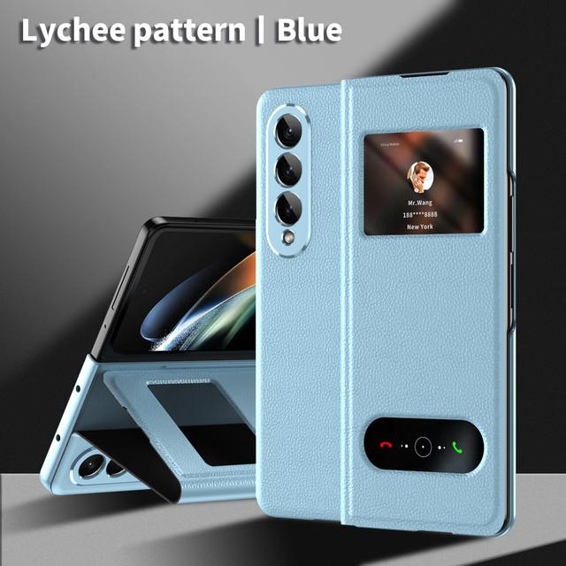 Fall Protection Folding Leather Case For Samsung Galaxy Z Fold4 Fold 4 Fold3 Fold2 Fold 3 2 5g Non -Fingerprint Protective Cover