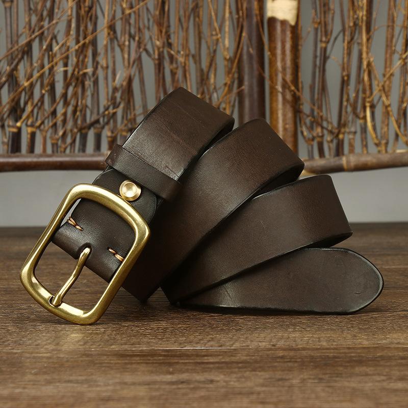 Men's Belt Retro Washed Distressed First Layer Pure Cattlehide Leather Pin Buckle Versatile Youth Casual Jeans Belt