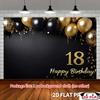 2D Flat - 18th Birthday 2D Flat Banner with Gold and Black No.18 Balloon Design as a Party Background with 'Happy Birthd