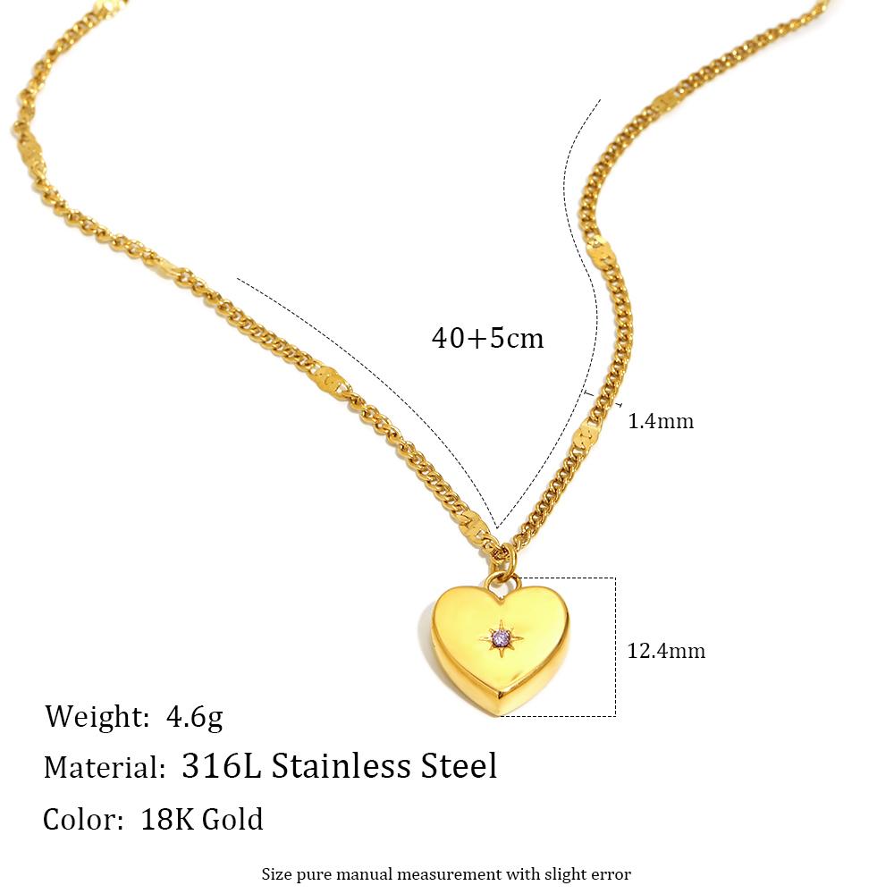 Dreamidea Gold Plated Stainless Steel Heart - Shaped Locket Necklace with Zircon Accent Romantic Jewelry