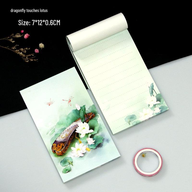 Retro Sticky Note Pad: Portable Tearable Small Notebook with Simple Illustration Planner Design 60