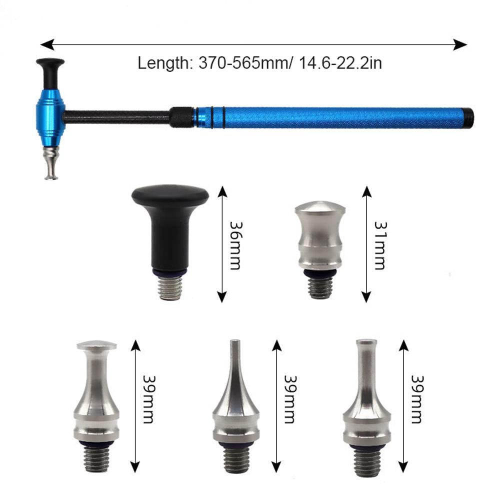 Car Dent Repairing Tool Telescopic Aluminum Alloy Hammer with 5 Knock Down Heads Paintless Dent Removal Tool Set
