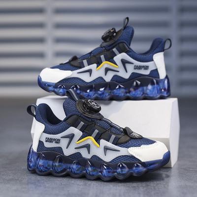 Children's Sports Shoes, Rotating Buttons, Big Boys' Shoes, Soft Bottom Running Shoes, Mesh Basketball Shoes, Hot Style Children's Shoes