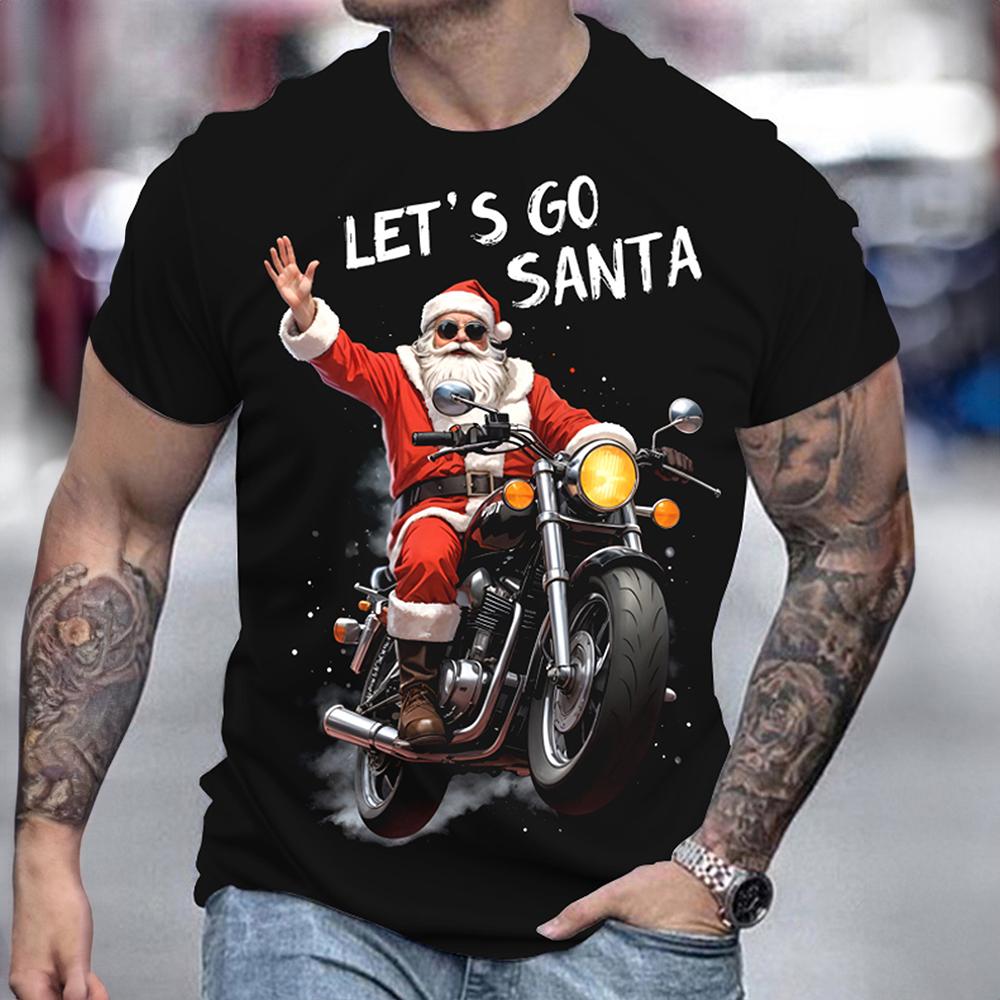 Christmas Men T-shirt 3D Print Beer Santa Claus Pattern Printing T Shirt for Man Hip-hop T-shirt New Year Gift Graphic T Shirt