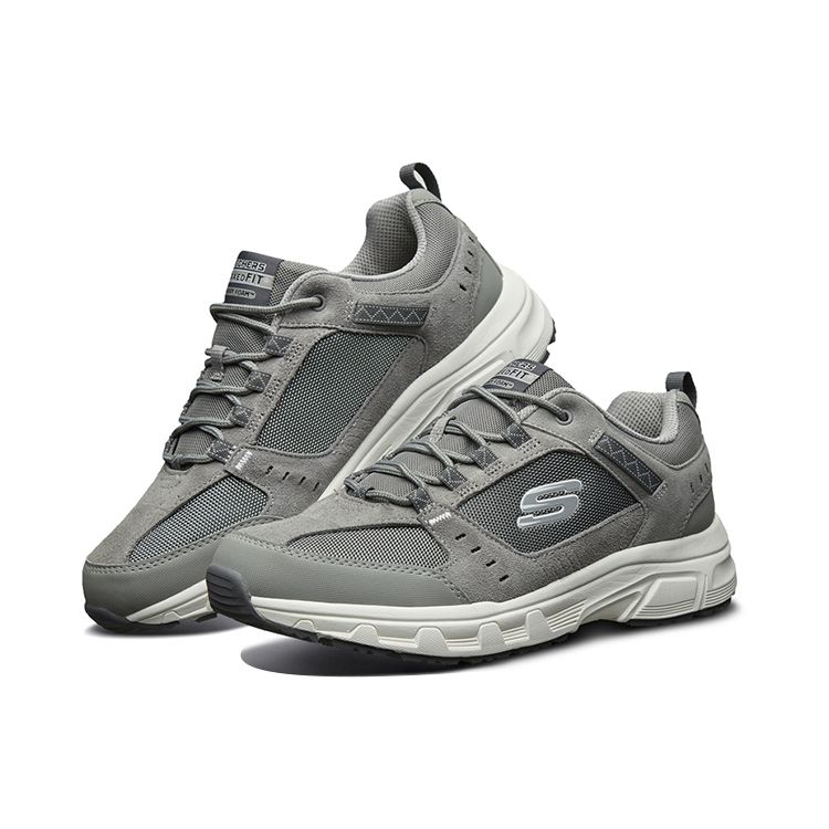 Skechers Oak Canyon Fabric Lace-Up Durable Lightweight Low-Top Casual Shoes Men sneaker Gray White 51893-GYW