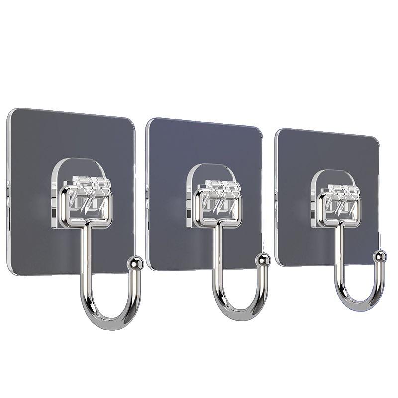 Transparent No-Drill Adhesive Wall Hook - Strong Load-Bearing, No-Trace for Bathroom & Kitchen
